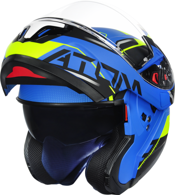 Capacete Mt Helmets Sv Atom Quark Matt Escamote Vel Azul E Amarelo