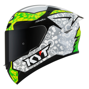 CAPACETE KYT TT COURSE TONY ARBOLINO - Cinza e Verde Flúor