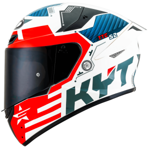 CAPACETE KYT TT COURSE FUSELAGE - Branco Vermelho e Azul