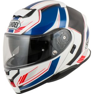 Capacete Shoei Neotec 3 Grasp TC-10 Escamoteável - Branco Preto Azul e Vermelho