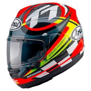 CAPACETE ARAI RX-7V EVO ISLE OF MAN 2023 - Preto Vermelho Branco e Amarelo