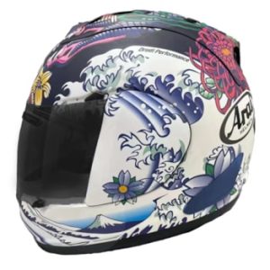 CAPACETE ARAI RX-7V EVO ORIENTAL FLAT BLACK - Preto Branco e Azul