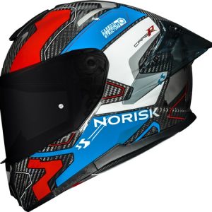 CAPACETE NORISK CARBON R RIDER - Preto Azul Branco e Vermelho
