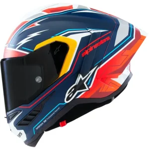 CAPACETE ALPINESTARS SR10 PEDRO ACOSTA MATT - Azul Vermelho e Branco