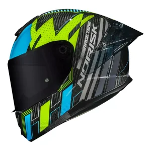 CAPACETE NORISK CARBON R TEAM - Amarelo Flúor e Azul