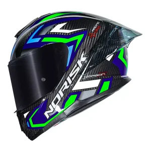 CAPACETE NORISK CARBON R SPOT - Preto Azul e Verde