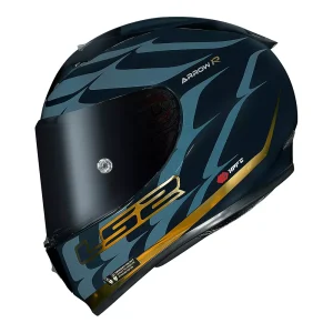 CAPACETE LS2 ARROW R FF323 FLAMES - Preto Azul e Dourado