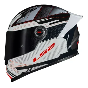 CAPACETE LS2 FF358 CLASSIC S EVO DIGITAL - Preto Branco e Vermelho