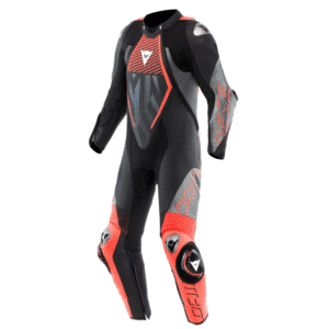 MACACÃO DAINESE AUDAX D-ZIP PRÓ 1 PEÇA - Preto Vermelho Flúor e Cinza