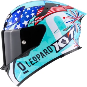 CAPACETE KYT TT REVO LEOPARD AMÉRICA - Azul Tiffany e Branco