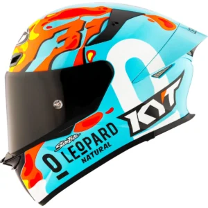 CAPACETE KYT TT REVO LEOPARD ARAGON - Azul Tiffany Vermelho e Amarelo