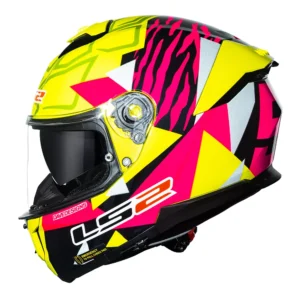 CAPACETE LS2 STREAM II FF808 TIGER ALDEGUER - Rosa e Amarelo Flúor